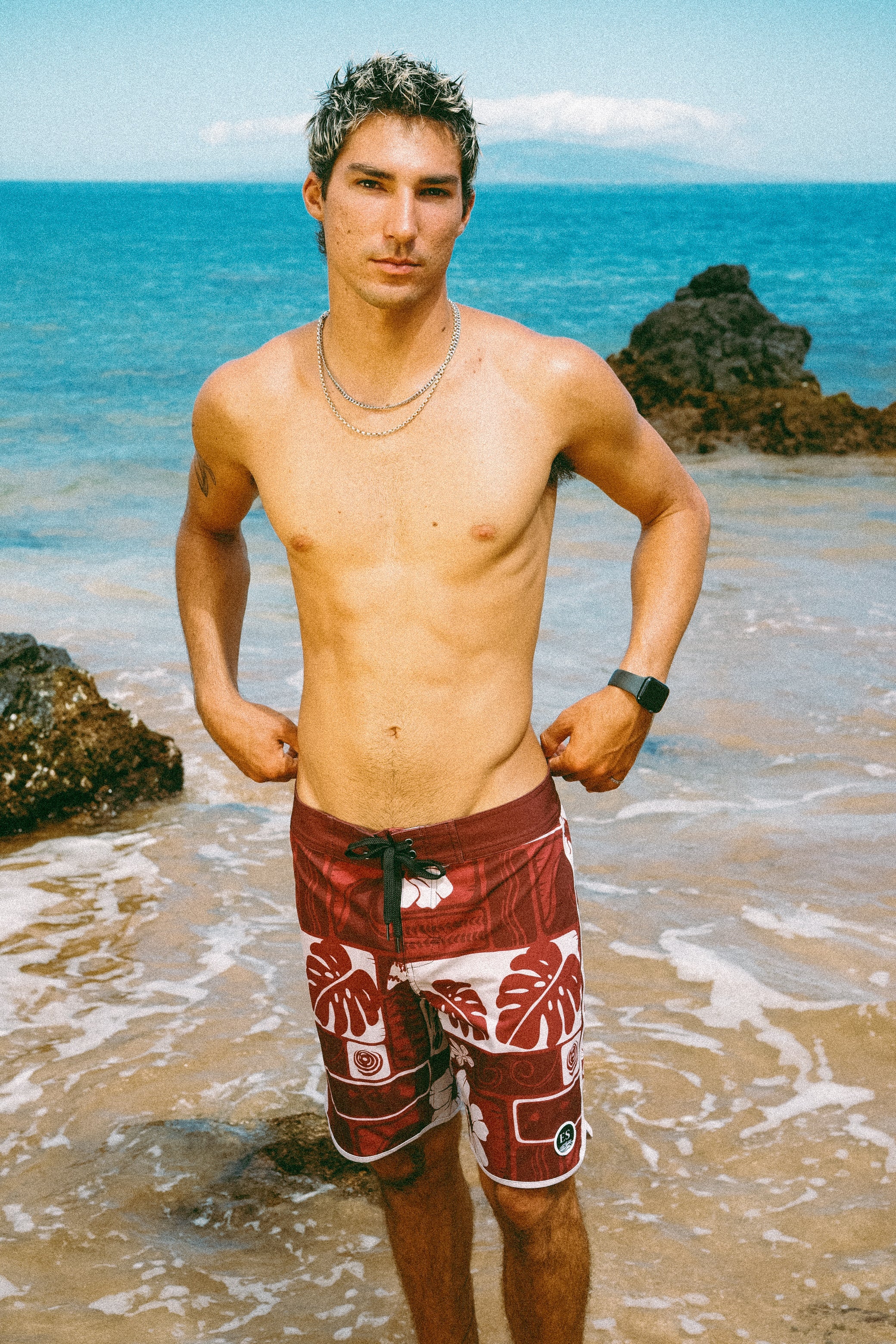 Vintage Hawaii red board shorts
