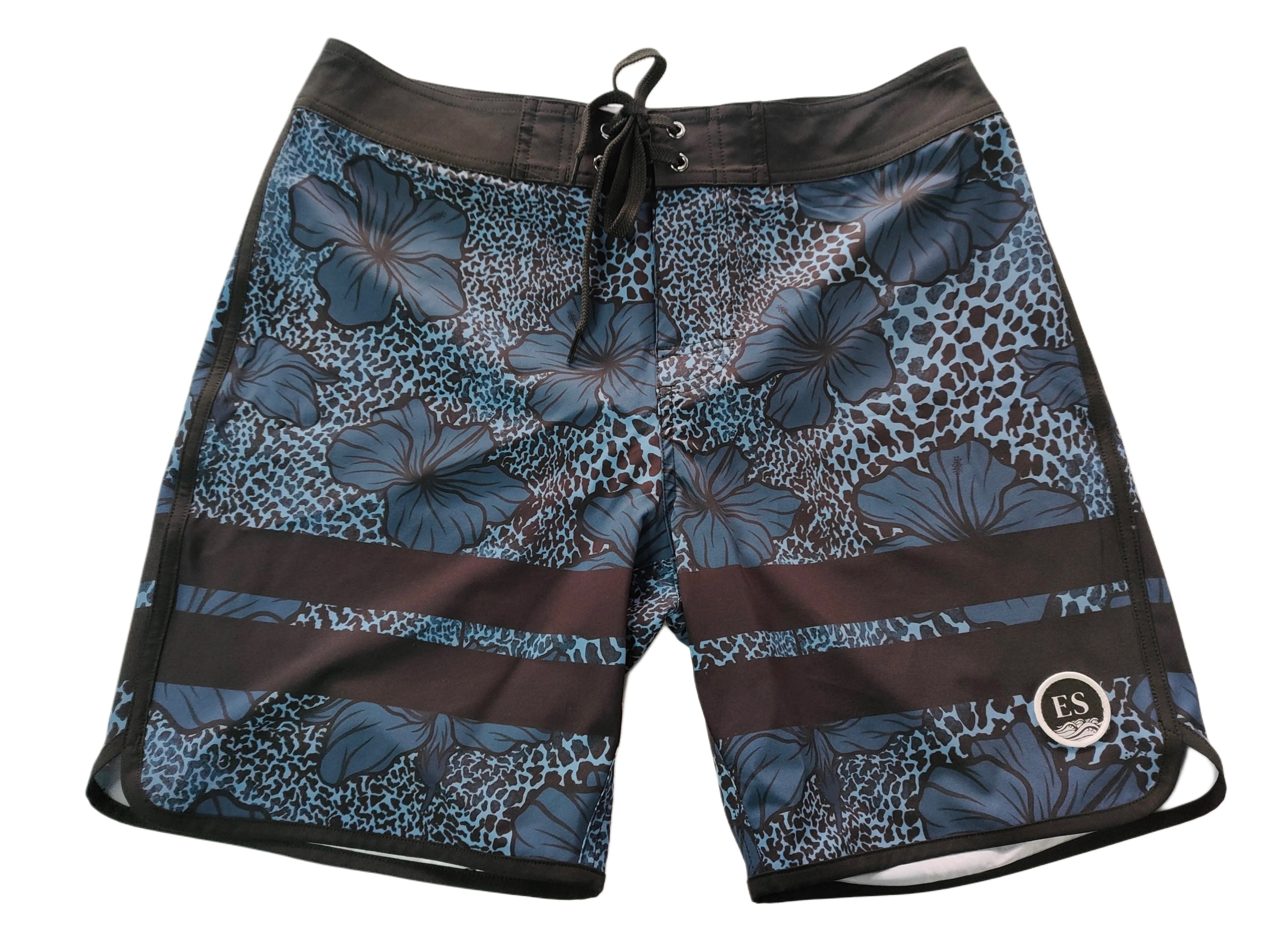 Aqua Hibiscus Kane Board Shorts