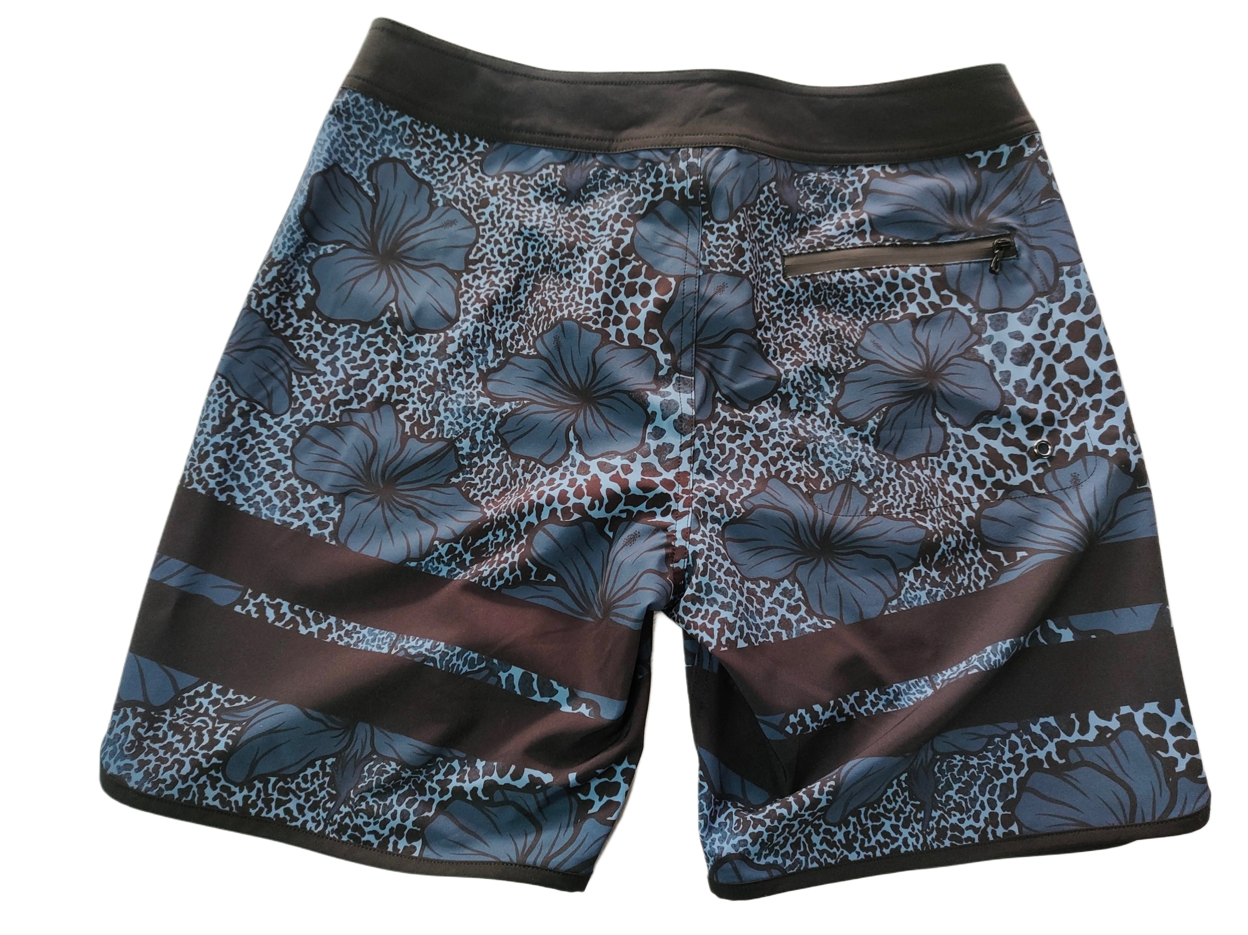 Aqua Hibiscus Kane Board Shorts