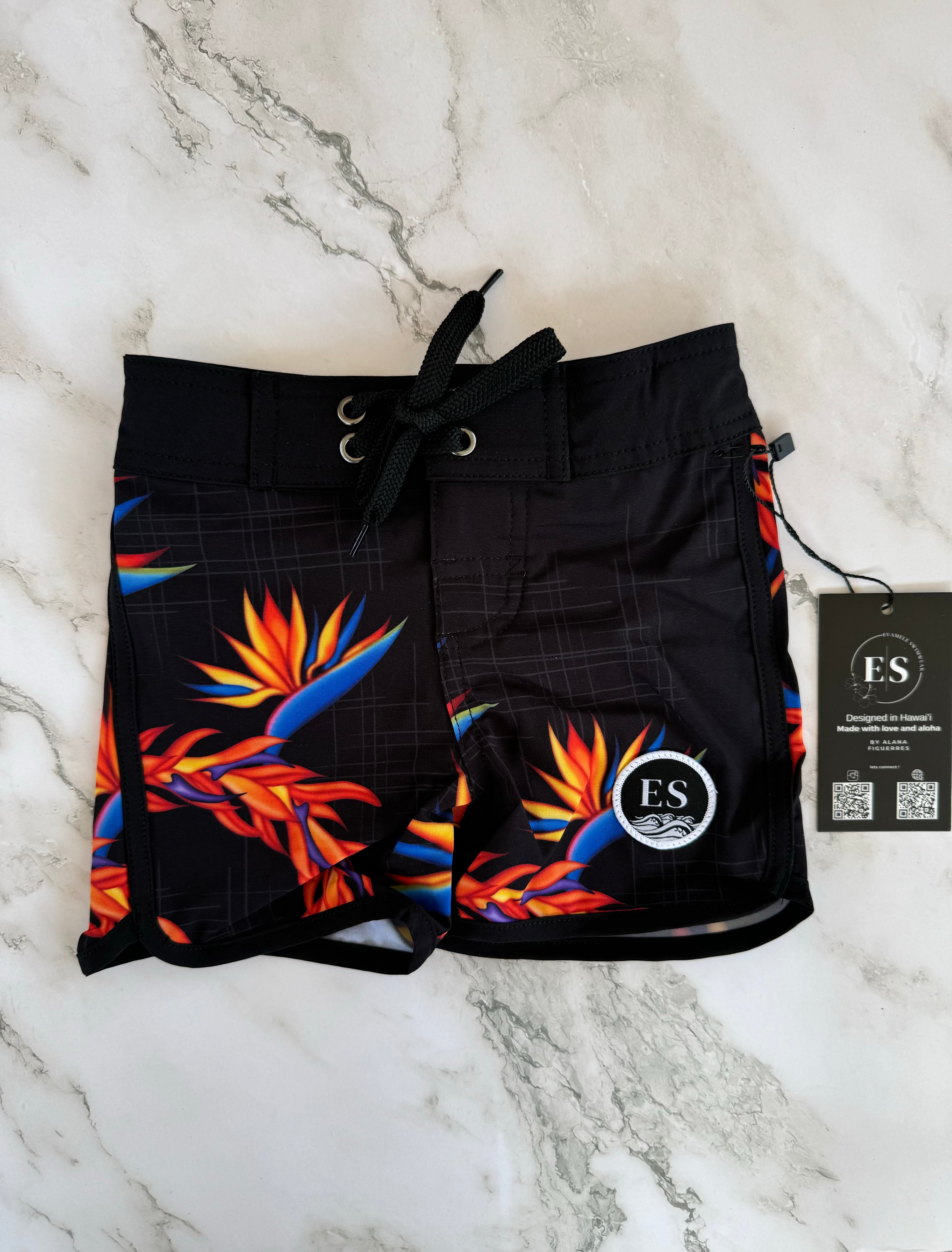 Keiki bird of paradise board shorts