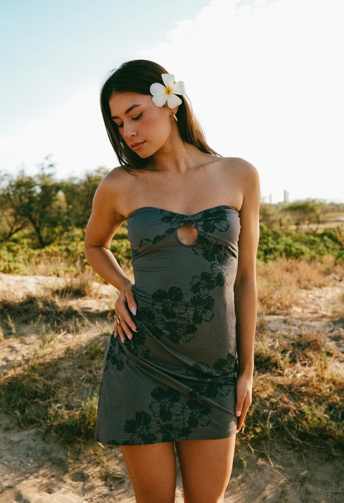 Lani Dress Island Hau charcoal