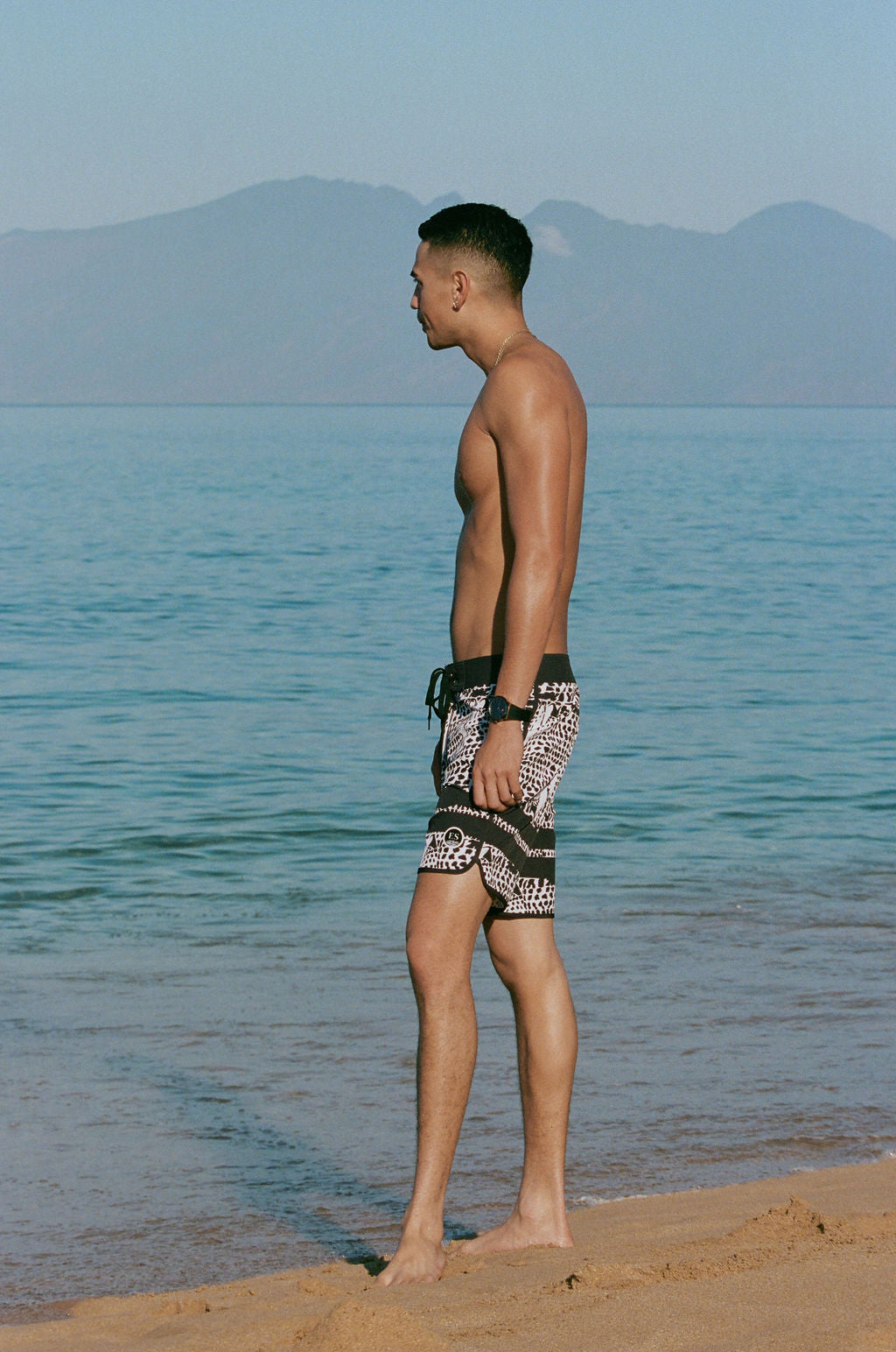 Leopard cone shell board shorts