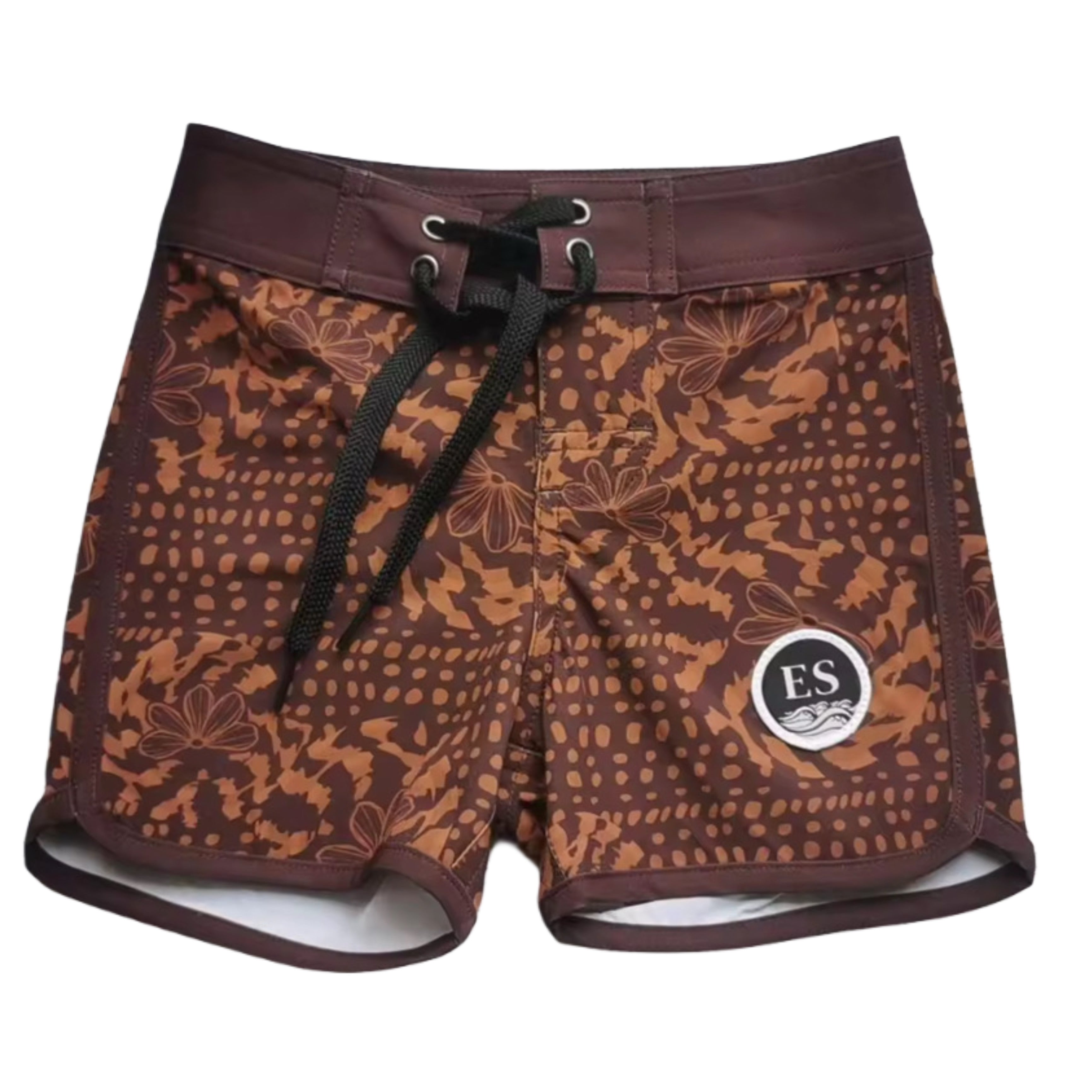 Keiki Naupaka shell brown board shorts