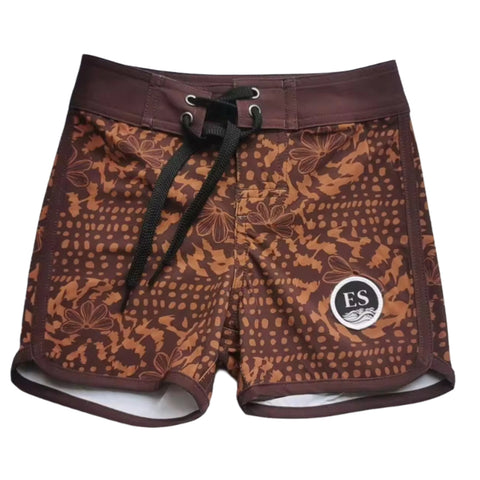 Keiki Naupaka shell brown board shorts