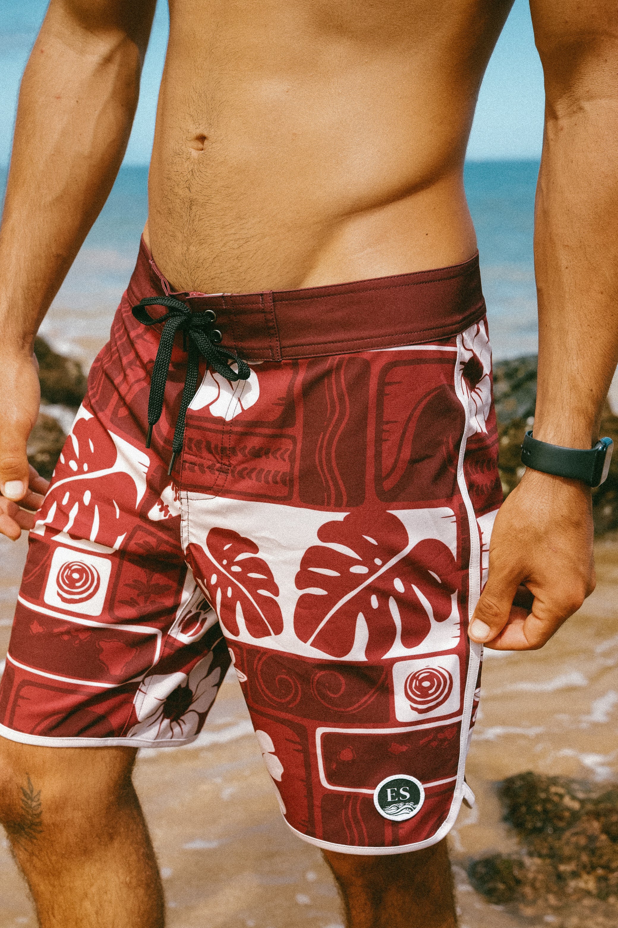 Vintage Hawaii red board shorts
