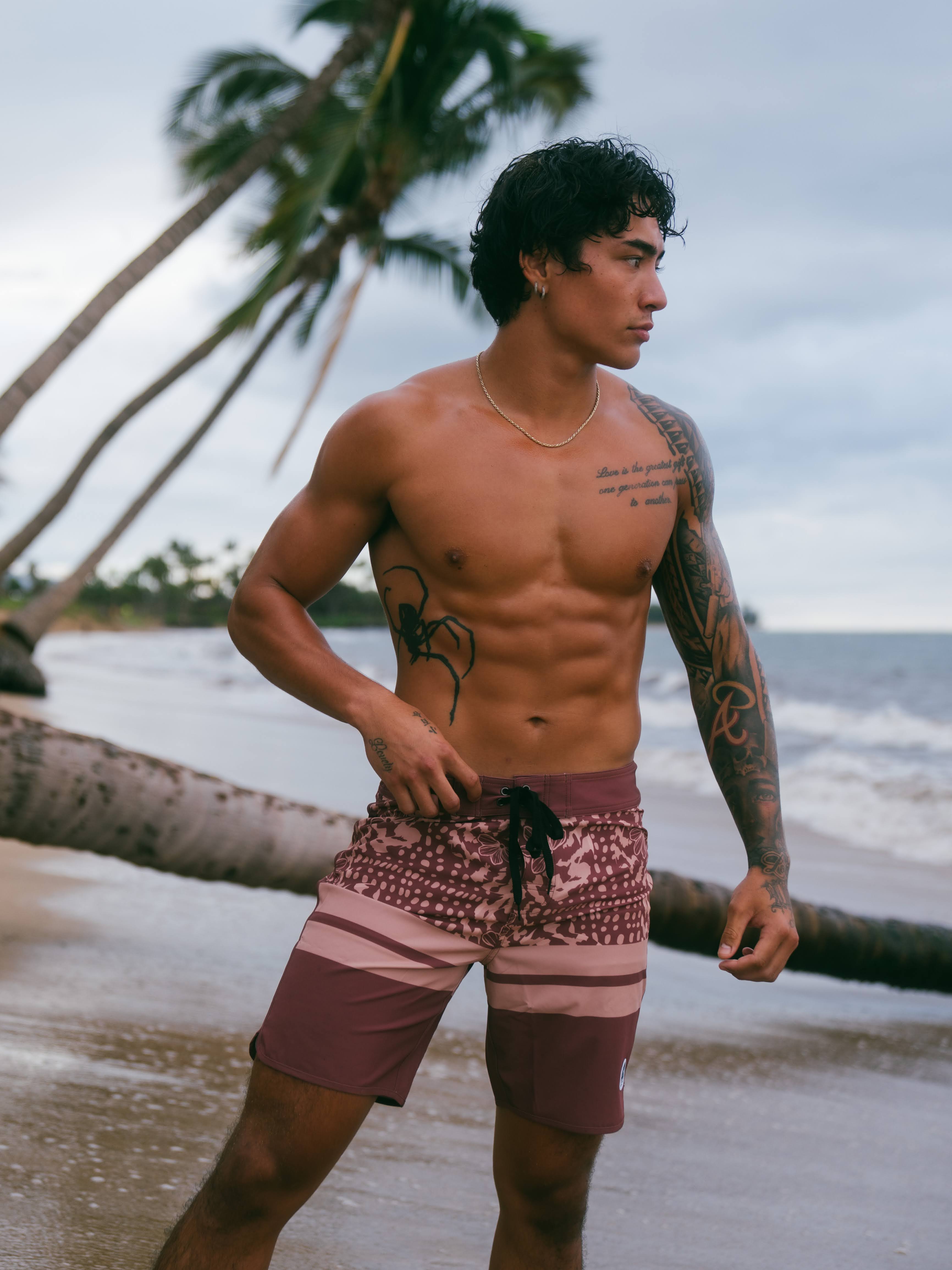 Naupaka shell Kane Board shorts