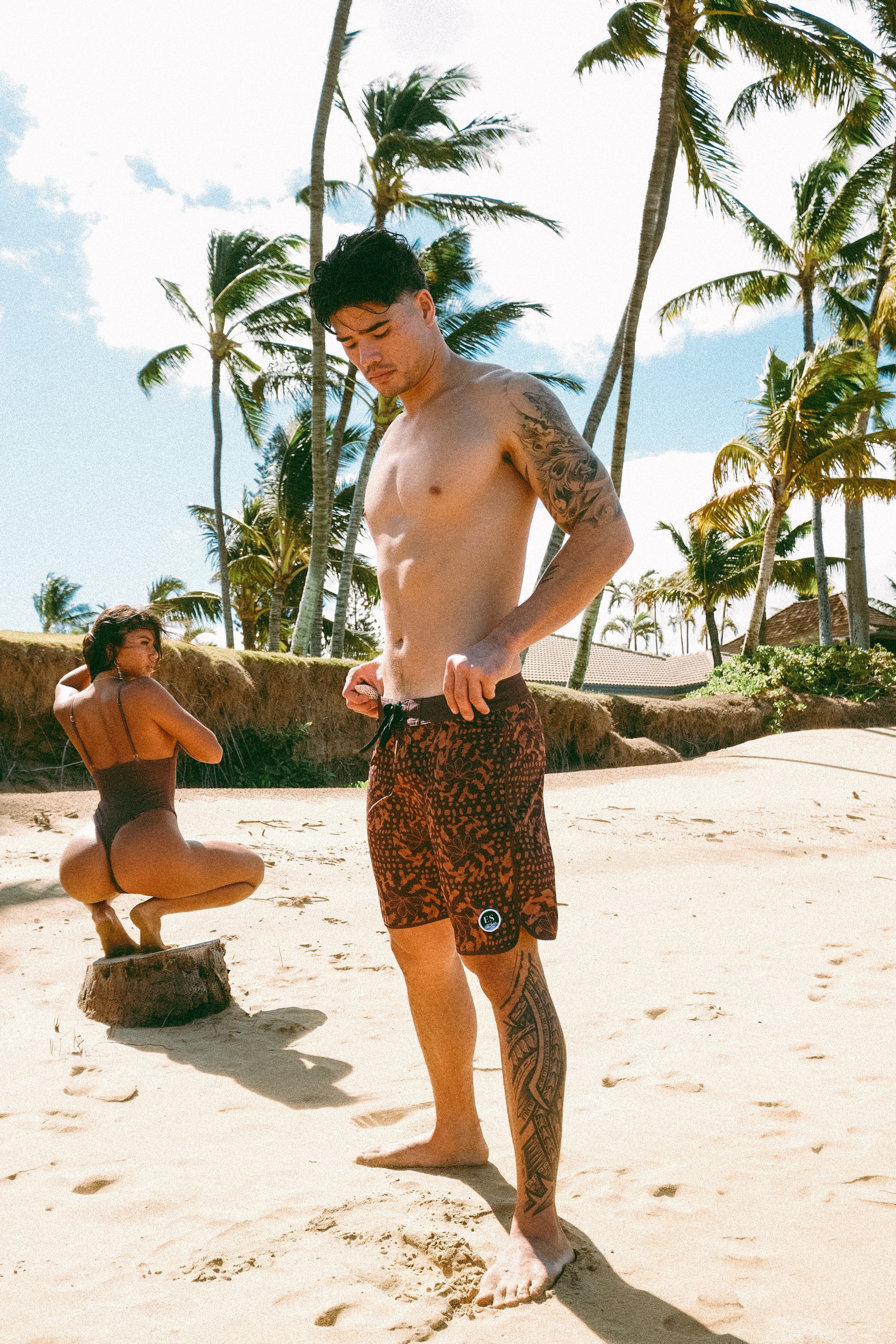 Naupaka Shell brown Board shorts