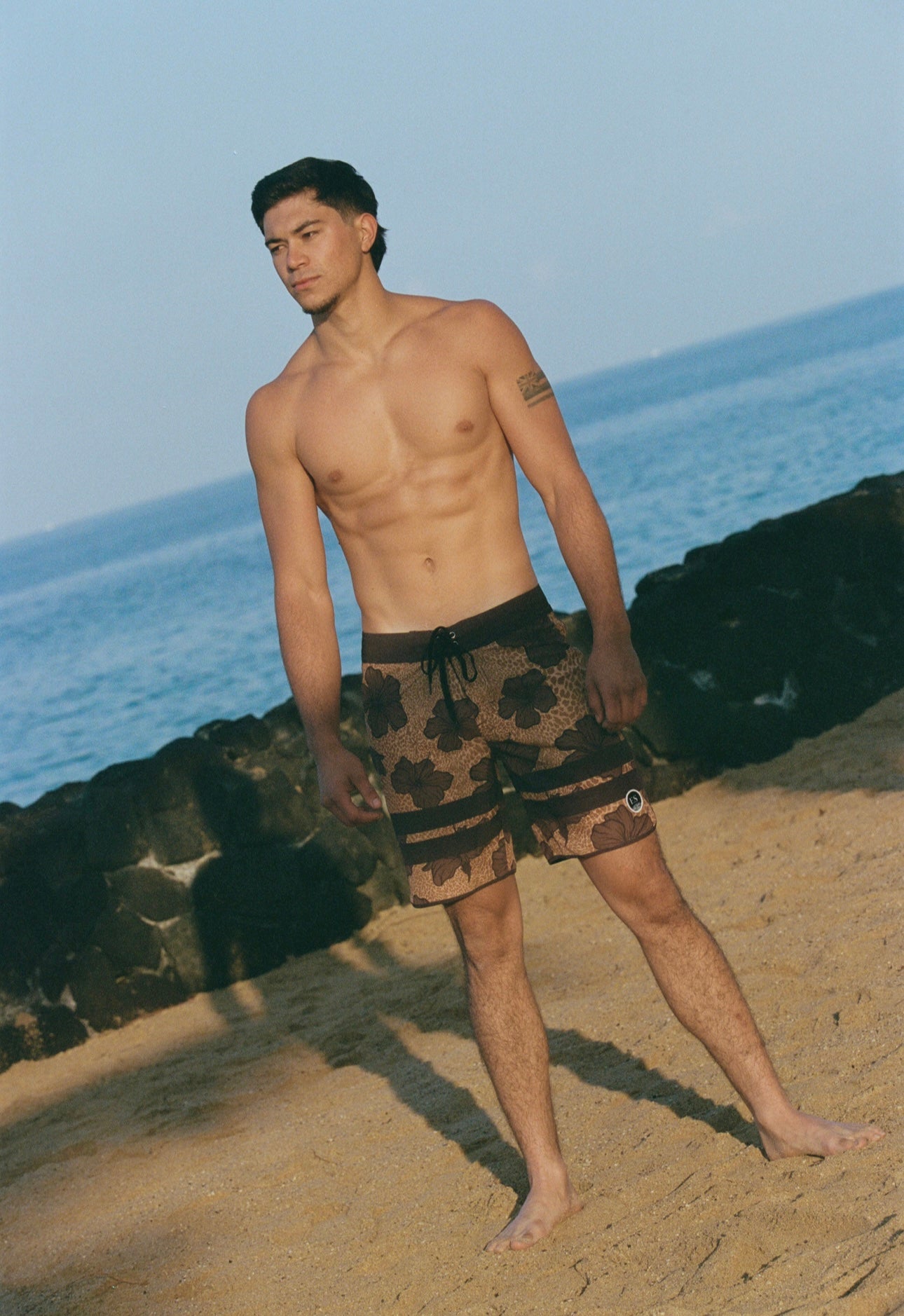Golden Hibiscus board shorts