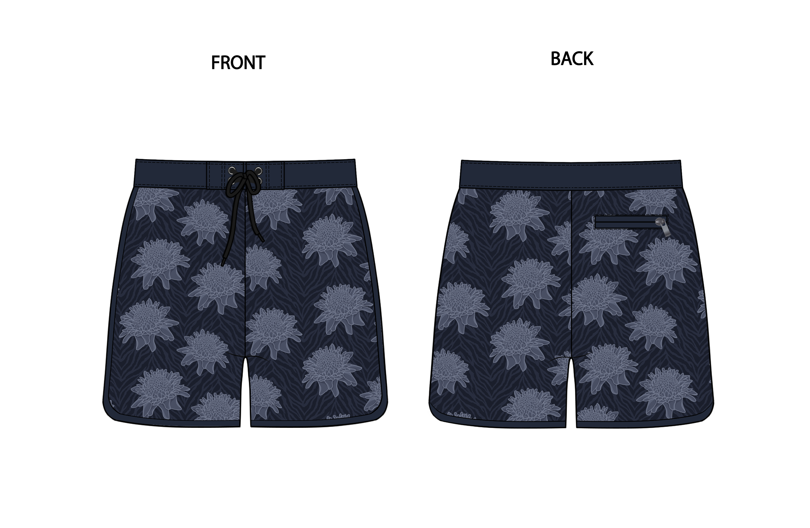 Keiki Wild Protea board shorts
